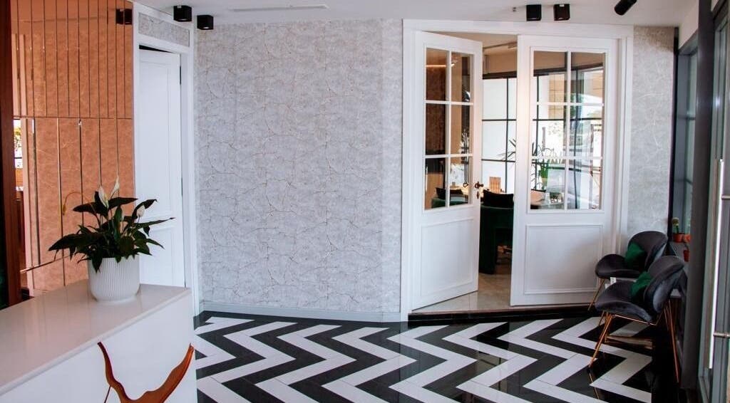 Modern reception area of Therapie Medspa, Lagos, Lagos, NG featuring chic decor and stylish design.