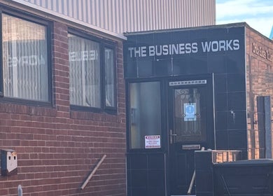 Modern entry of House of Glam at The Business Works, Newcastle upon Tyne, England, GB.