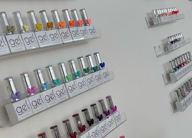 Vibrant nail polish display at House of Glam, Newcastle upon Tyne, England, GB.