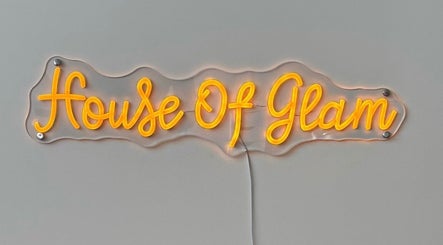 Glowing neon sign reading 'House of Glam' at Newcastle upon Tyne, England, GB.