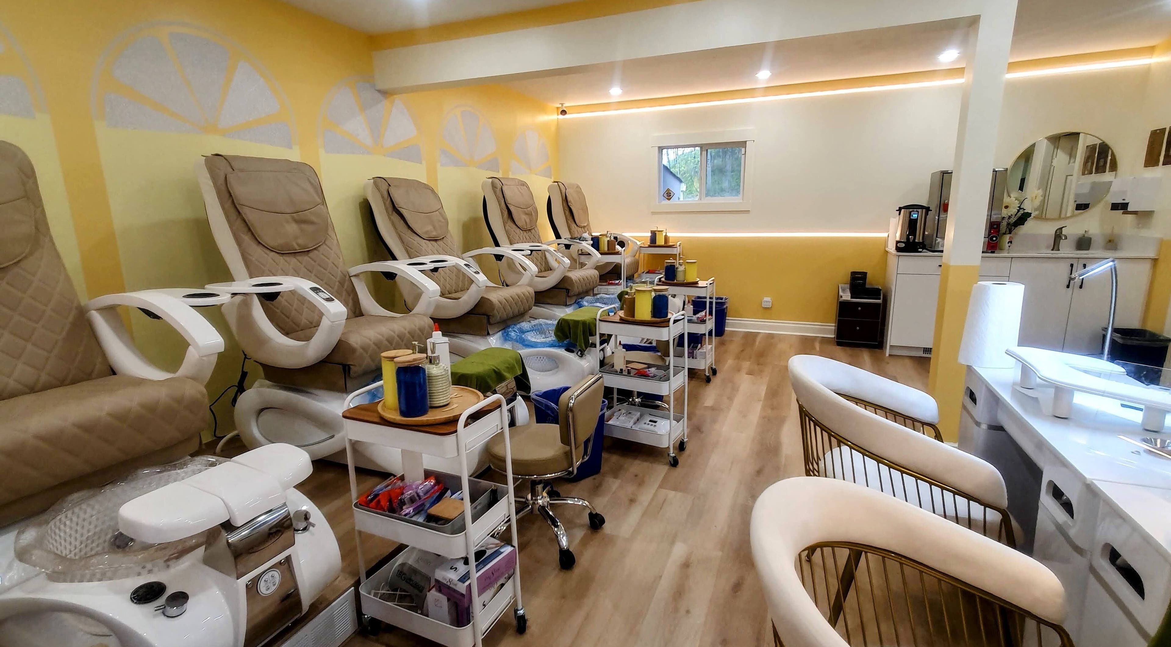 Relaxing pedicure chairs at Lemon Nails and Beauty, Prince George, British Columbia, CA.
