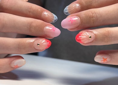 Stylish nail art at Polished by Victoria, Redruth, England, GB, with vibrant colors and elegant designs.