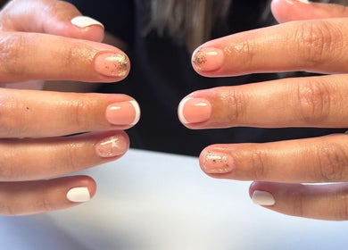 Chic nail design with glitter at Polished by Victoria, Redruth, England, GB.