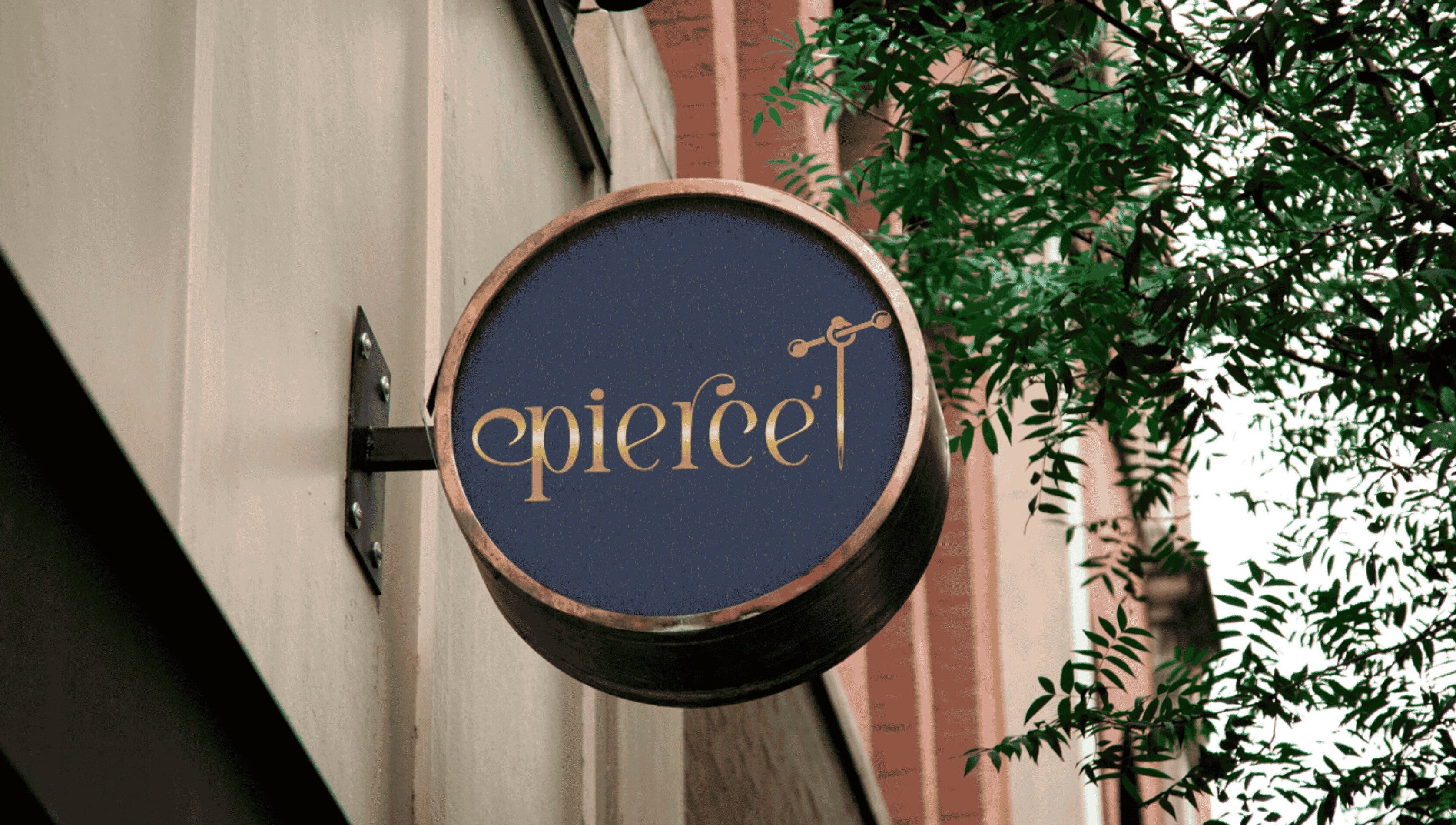 Elegant Pierce’T sign in Curaçao, Curaçao, CW enhancing the street view with lush greenery.