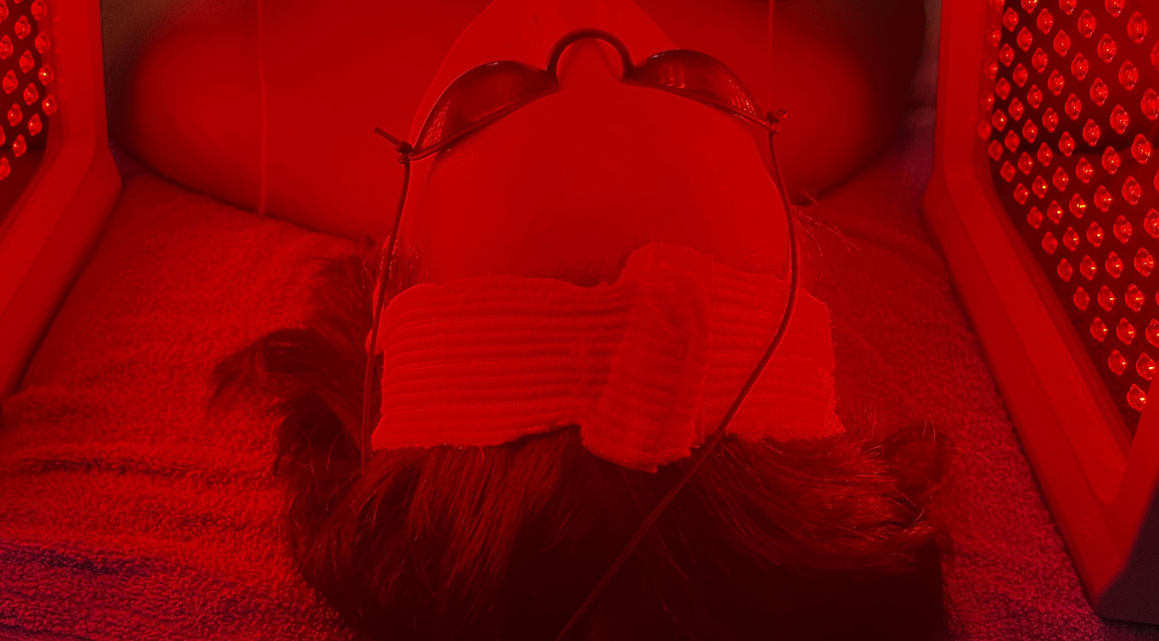 Relaxing red light therapy session at Skin Adoration by Erica, Sacramento, California, US.