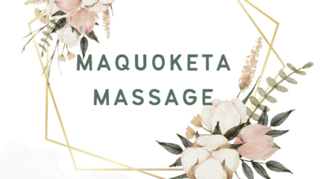 Elegant floral logo of Maquoketa Massage, LLC in Maquoketa, Iowa, US.