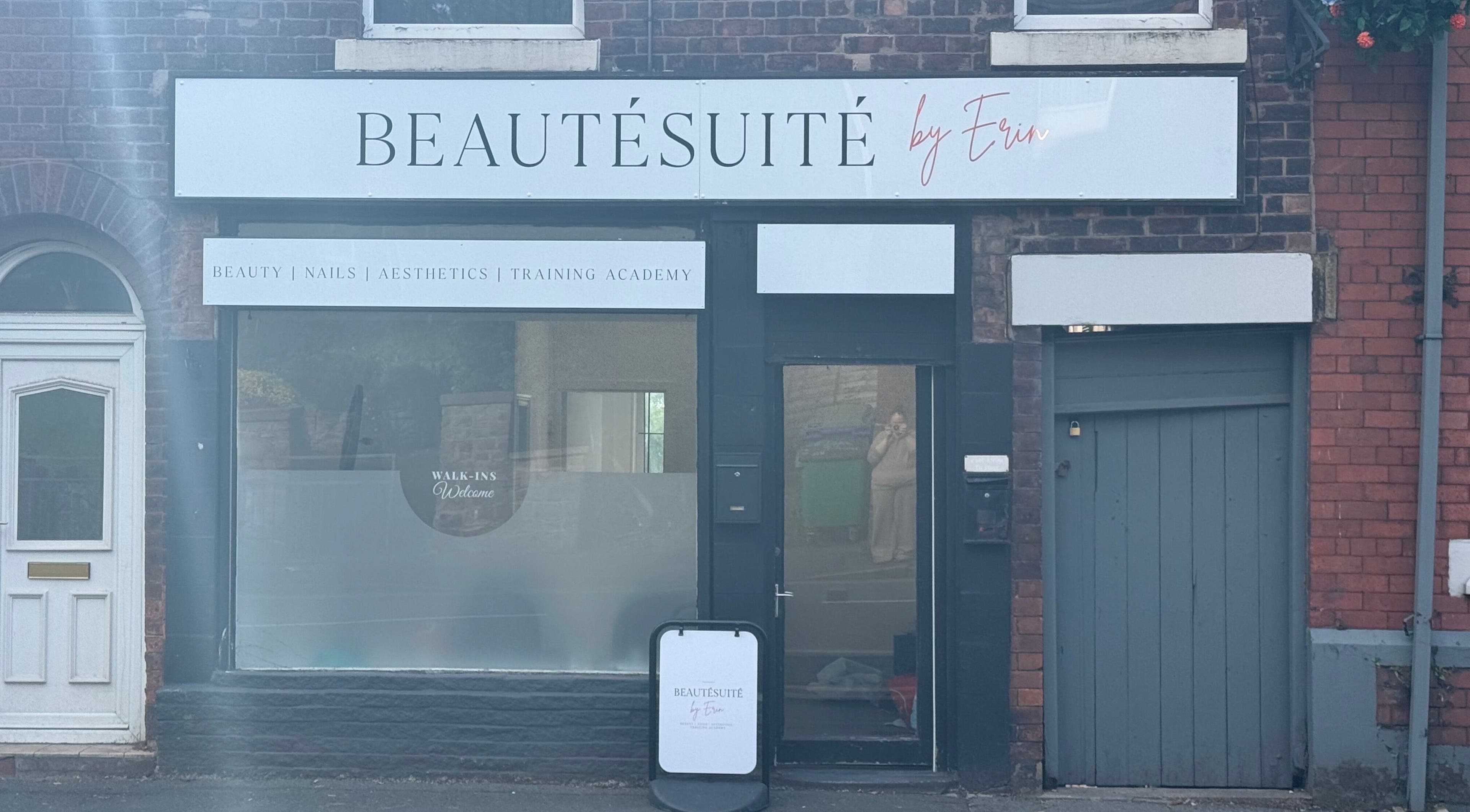 Exterior of Beautesuite By Erin in Dukinfield, England, GB, showcasing its elegant signage and welcoming entrance.