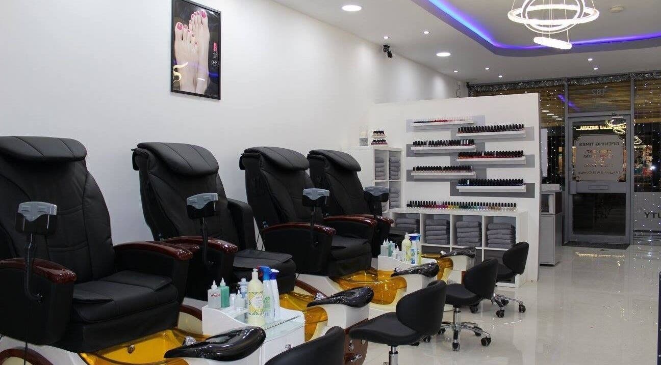 Relaxing pedicure chairs at Angeline Nails & Beauty in New Malden, England, GB, offering serene nail care experiences.