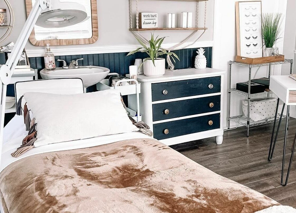 Cozy treatment room at Katie Aesthetic Nurse at Lashed+ in Norwell, Massachusetts, US, featuring modern decor.