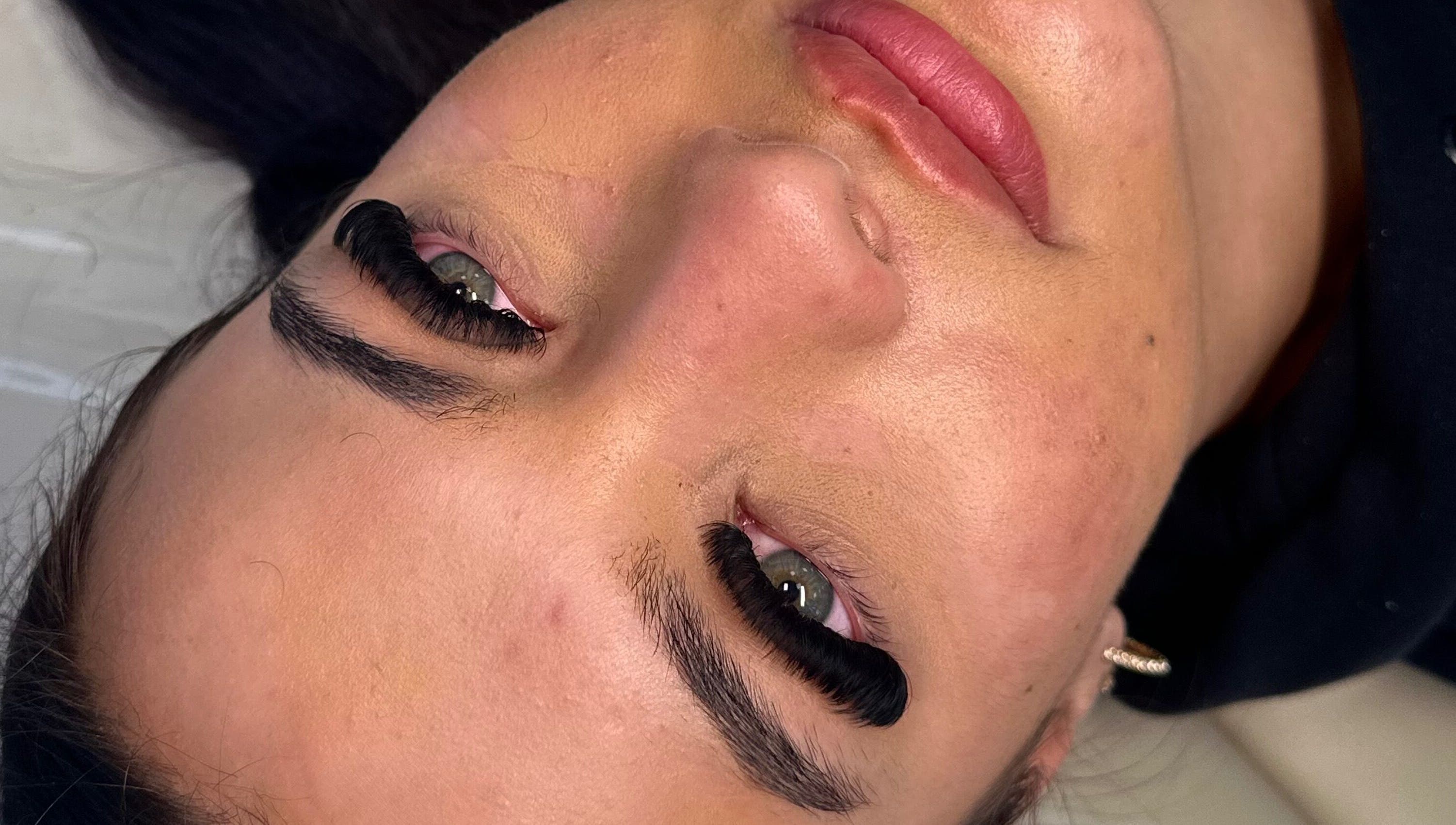 Close-up of eyelash extensions at The House of Whisp, Shirley, England, GB.