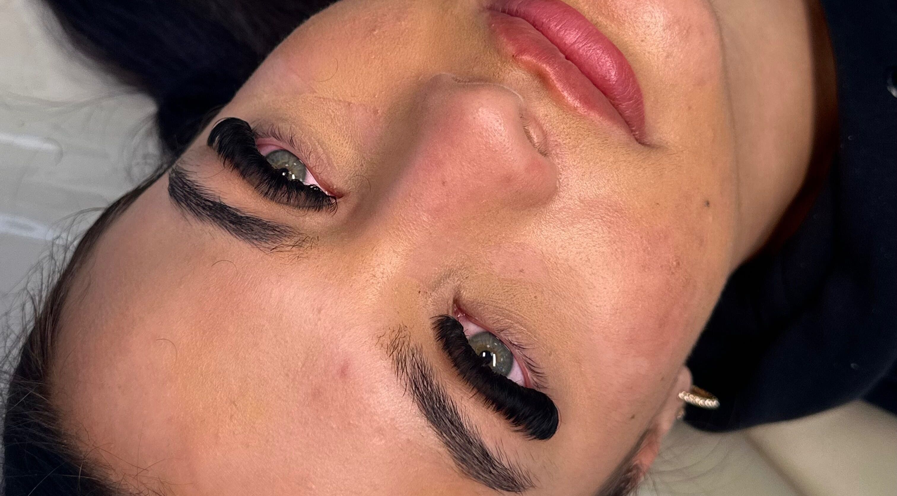 Close-up of eyelash extensions at The House of Whisp, Shirley, England, GB.