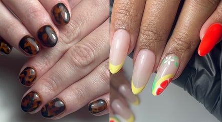 Stylish nail designs at Oh Lush Nails in Ystrad Mynach, Wales, GB showcasing modern art styles.