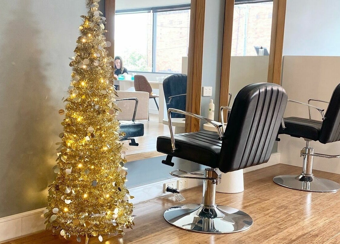 Elegant salon with festive decor at Essence Skin and Body, Launceston, Tasmania, AU.