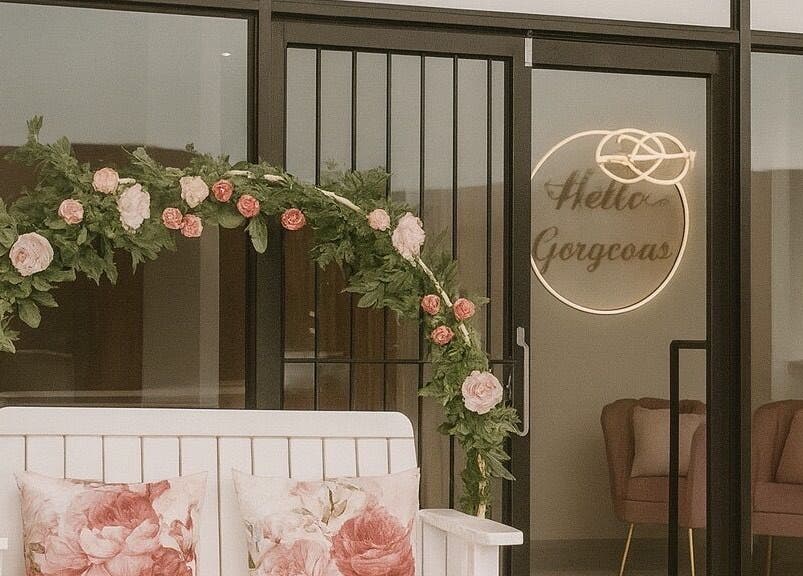 Charming entrance of Nice Nails and Wellness showcasing floral decor in Johannesburg, Gauteng, ZA.