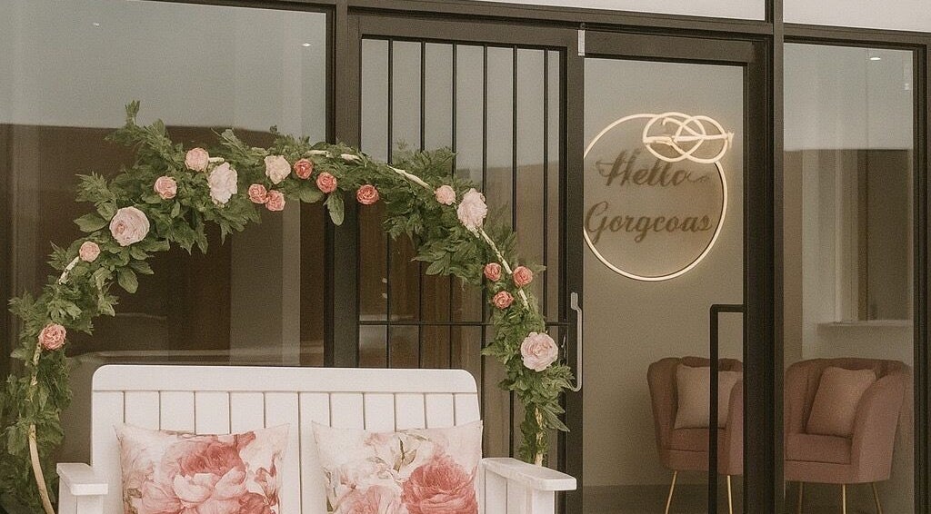 Charming entrance of Nice Nails and Wellness showcasing floral decor in Johannesburg, Gauteng, ZA.
