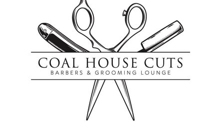Logo of Coal House Cuts, barbers in Upminster, England, GB, featuring scissors and grooming tools.
