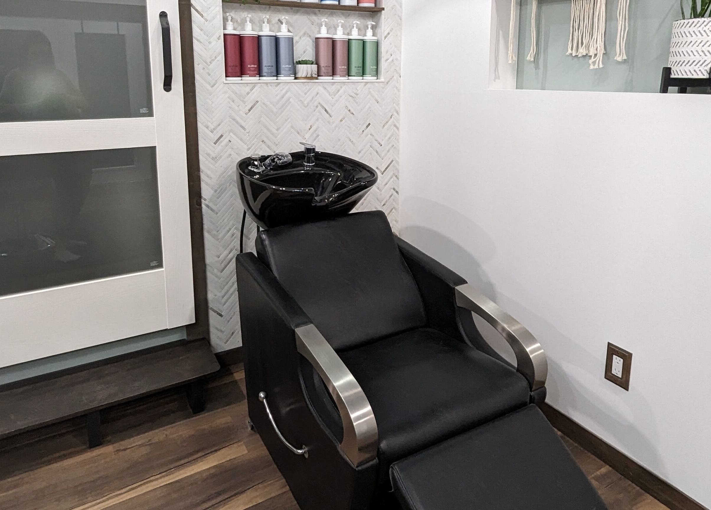 Stylish hair wash station at So.Kal.Hair, West Kelowna, British Columbia, CA.