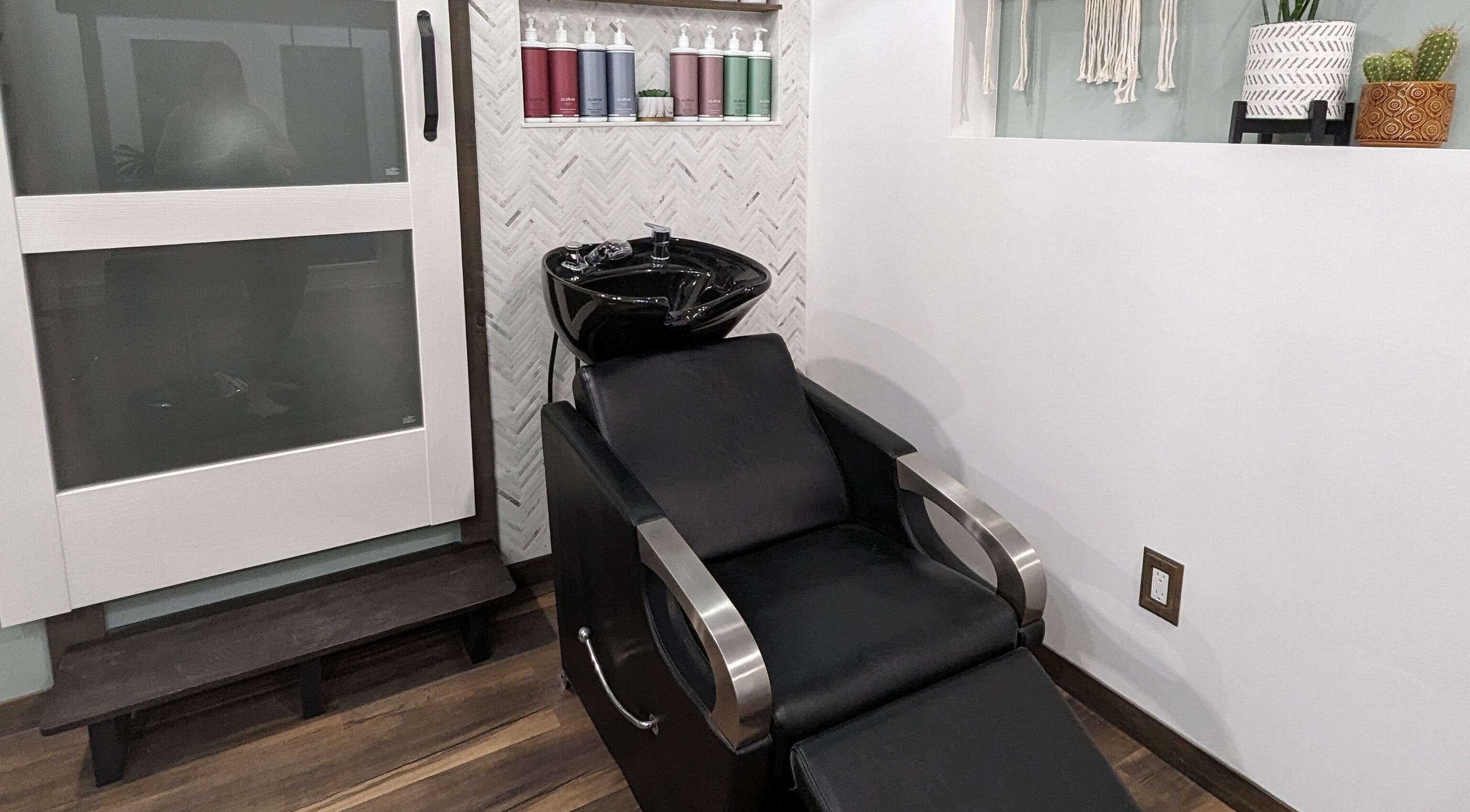 Stylish hair wash station at So.Kal.Hair, West Kelowna, British Columbia, CA.