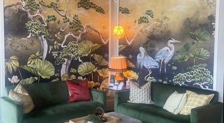 Relaxing lounge at Love Your Skin by DK - Moonee Ponds, Melbourne, Victoria, AU with lush botanical decor.