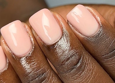 Beautifully polished nude nails at Mani by Jay, London, England, GB.
