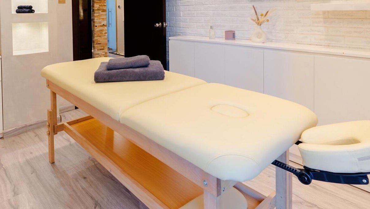 Luxurious massage table at Effect Spa in Dubai, Dubai, AE, ready for relaxation and wellness.