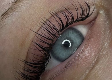 Close-up of beautifully styled eyelashes at iloNails.tech, Worcester, England, GB.