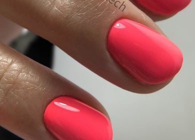 Bright pink nails at iloNails.tech, Worcester, England, GB, showcasing expert nail artistry.