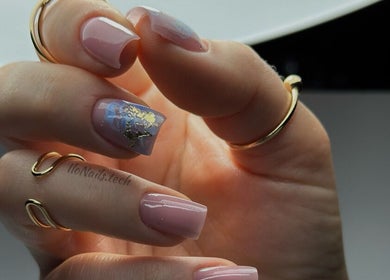 Elegant nail art with gold accents at iloNails.tech, Worcester, England, GB. Showcasing exquisite craftsmanship.