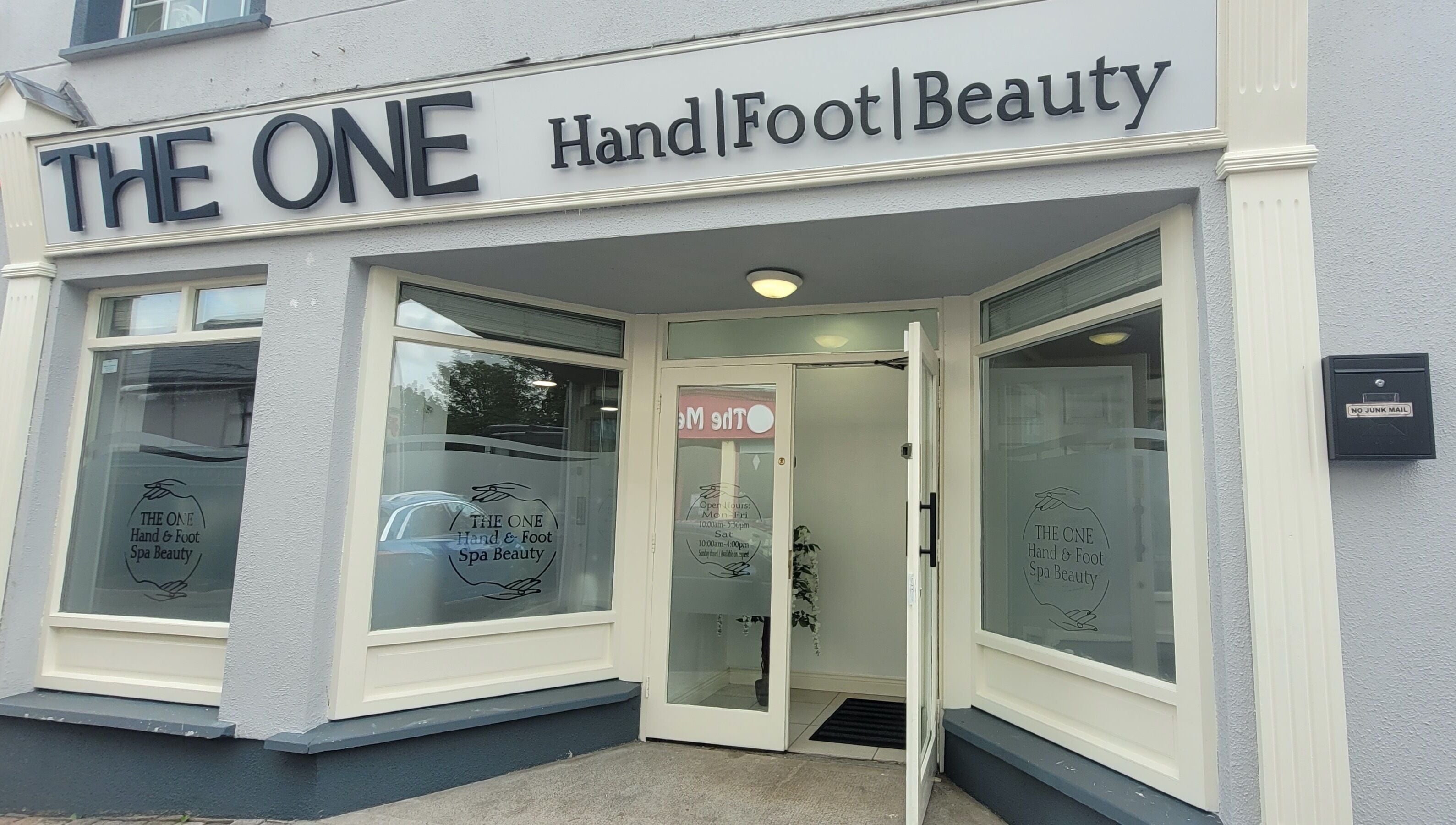 Entrance of The One Hand and Foot Spa in Roscommon, County Roscommon, IE, showcasing elegant spa signage.