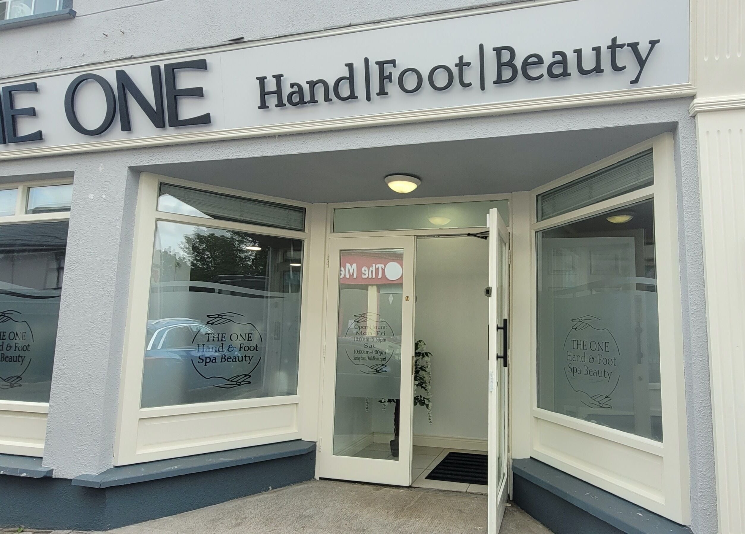 Entrance of The One Hand and Foot Spa in Roscommon, County Roscommon, IE, showcasing elegant spa signage.