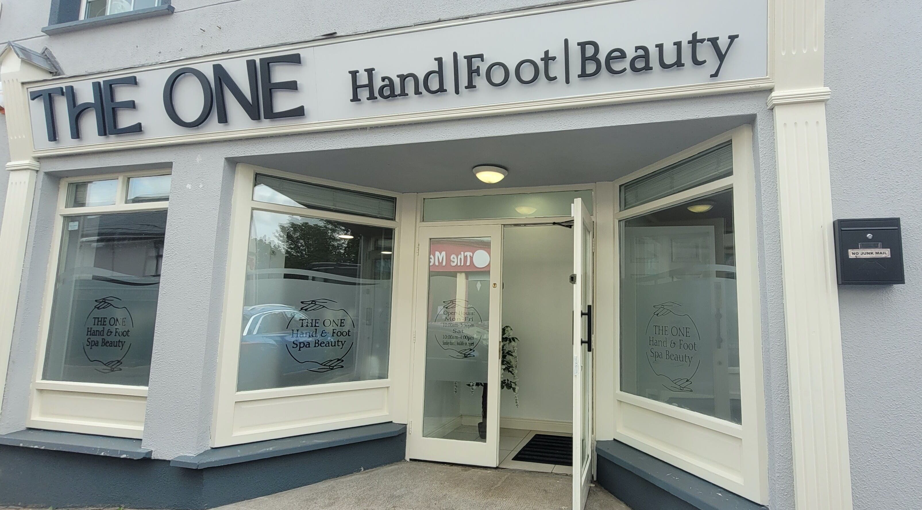 Entrance of The One Hand and Foot Spa in Roscommon, County Roscommon, IE, showcasing elegant spa signage.