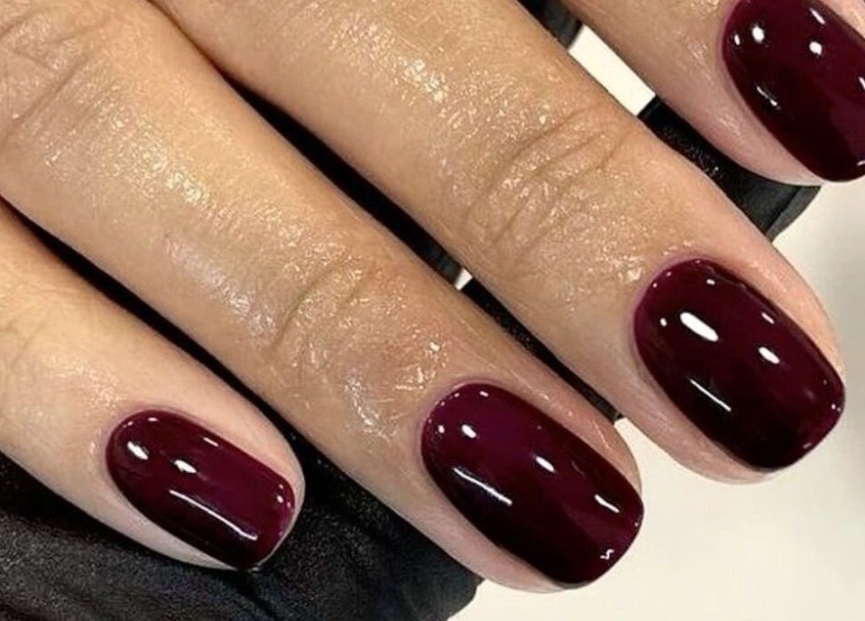 Burgundy nail polish on hand at The One Hand and Foot Spa, Roscommon, County Roscommon, IE.