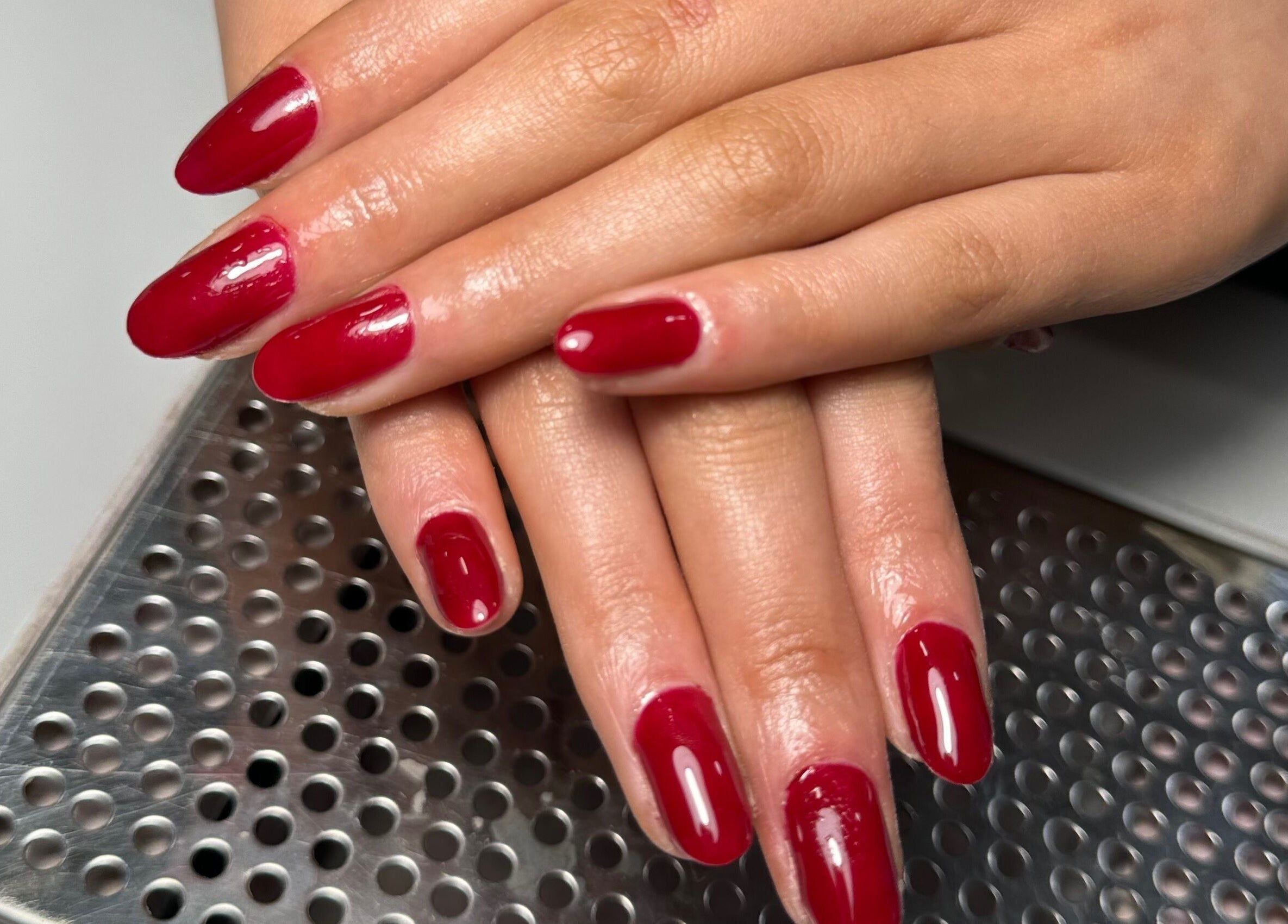 Manicured red nails showcased at The One Hand and Foot Spa, Roscommon, County Roscommon, IE.