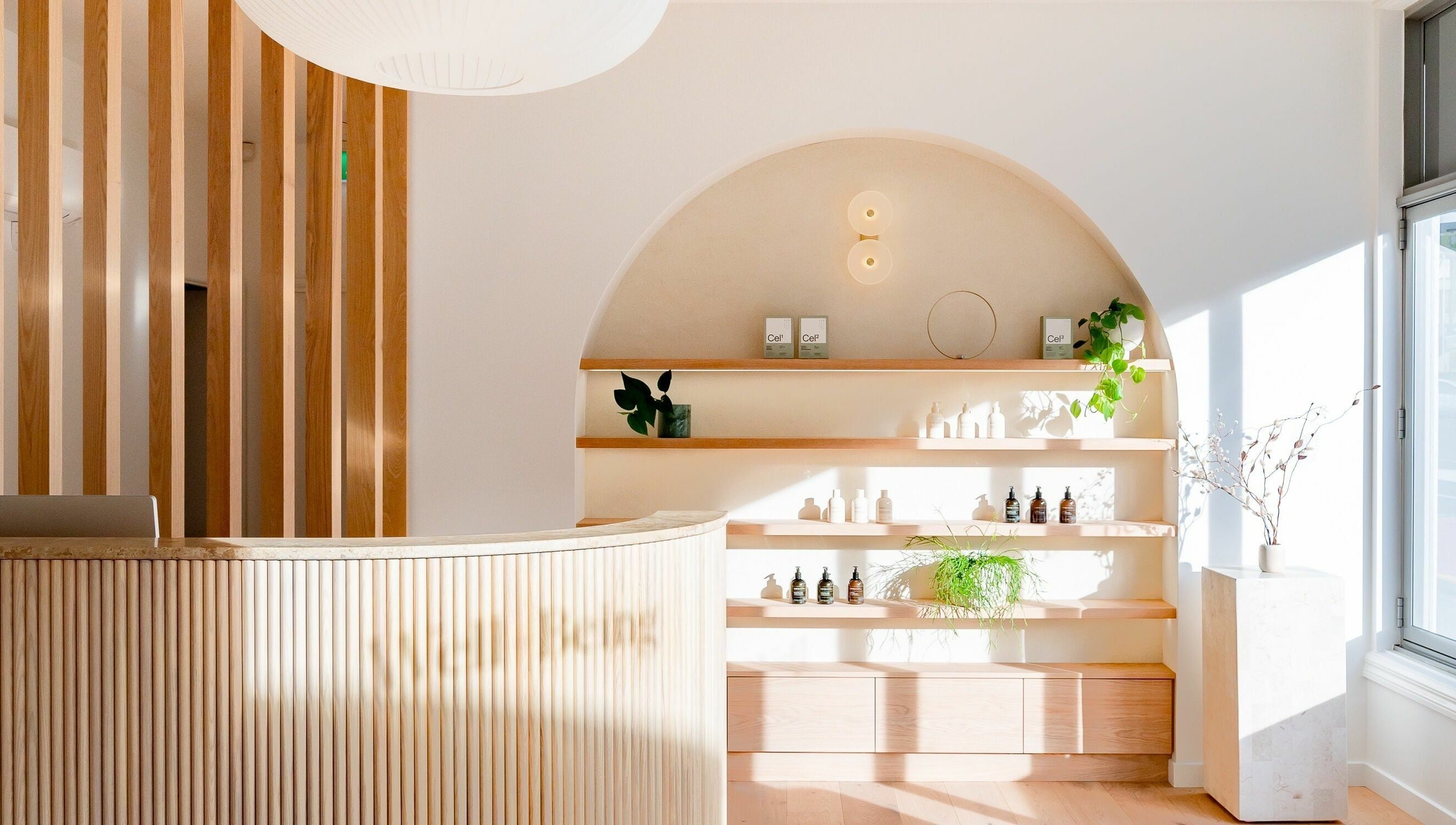 Calming interior of Well and Being, Dunedin, Otago, NZ showcasing modern design and natural light.