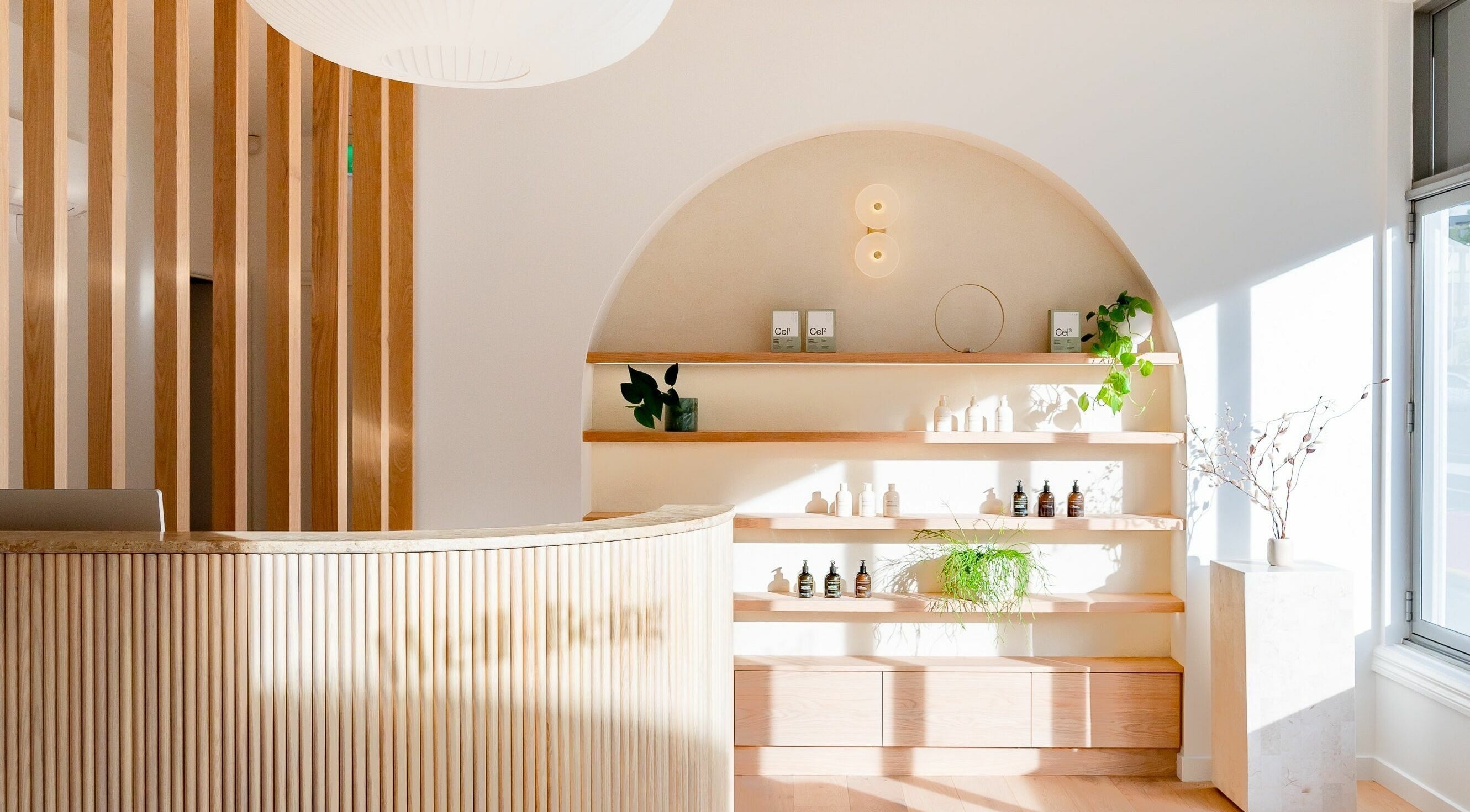 Calming interior of Well and Being, Dunedin, Otago, NZ showcasing modern design and natural light.