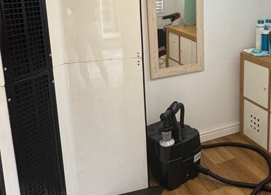 Tanning equipment in the Beauty Suite by Annabel at Eastleigh, England, GB. Modern setup for wellness services.