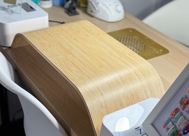 Modern nail studio setup at Rebel Beauty by Danka, Birmingham, England, GB, featuring stylish manicure tools.