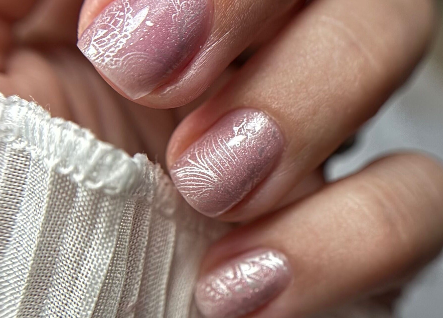 Elegant pink nail art at Rebel Beauty by Danka, Birmingham, England, GB.