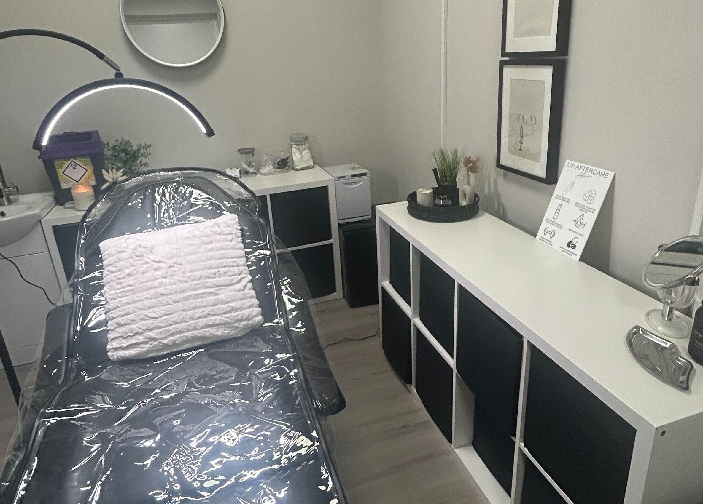 Relaxing treatment room at Adeles Aesthetics and Beauty in Seaham, England, GB with modern decor and equipment.