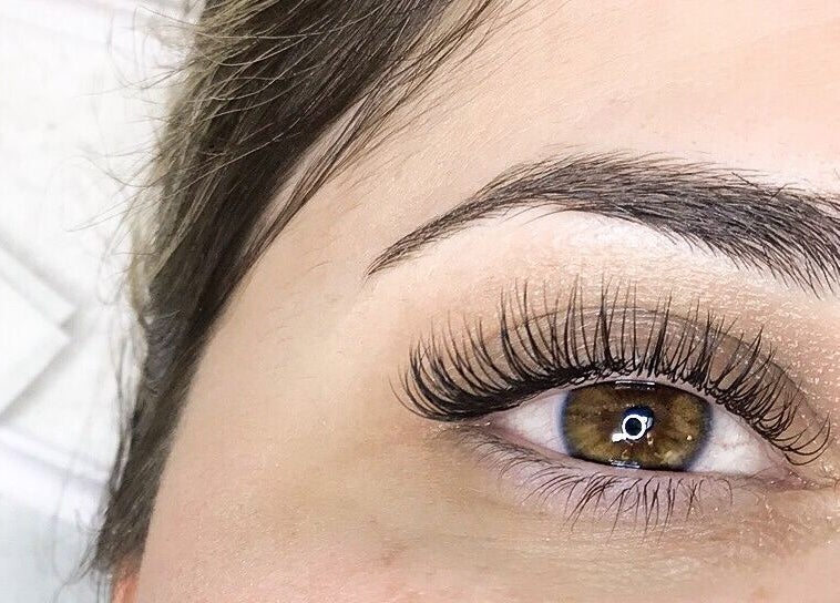 Close-up of beautifully done eyelashes at Wolfe Artistry, Kippax, England, GB.