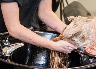 Hair washing at Booval - Gaye's Hair Fashions in Booval, Queensland, AU.