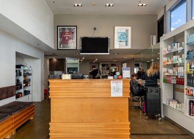 Reception and styling area at Riverlink - Gaye's Hair Fashions, North Ipswich, Queensland, AU.