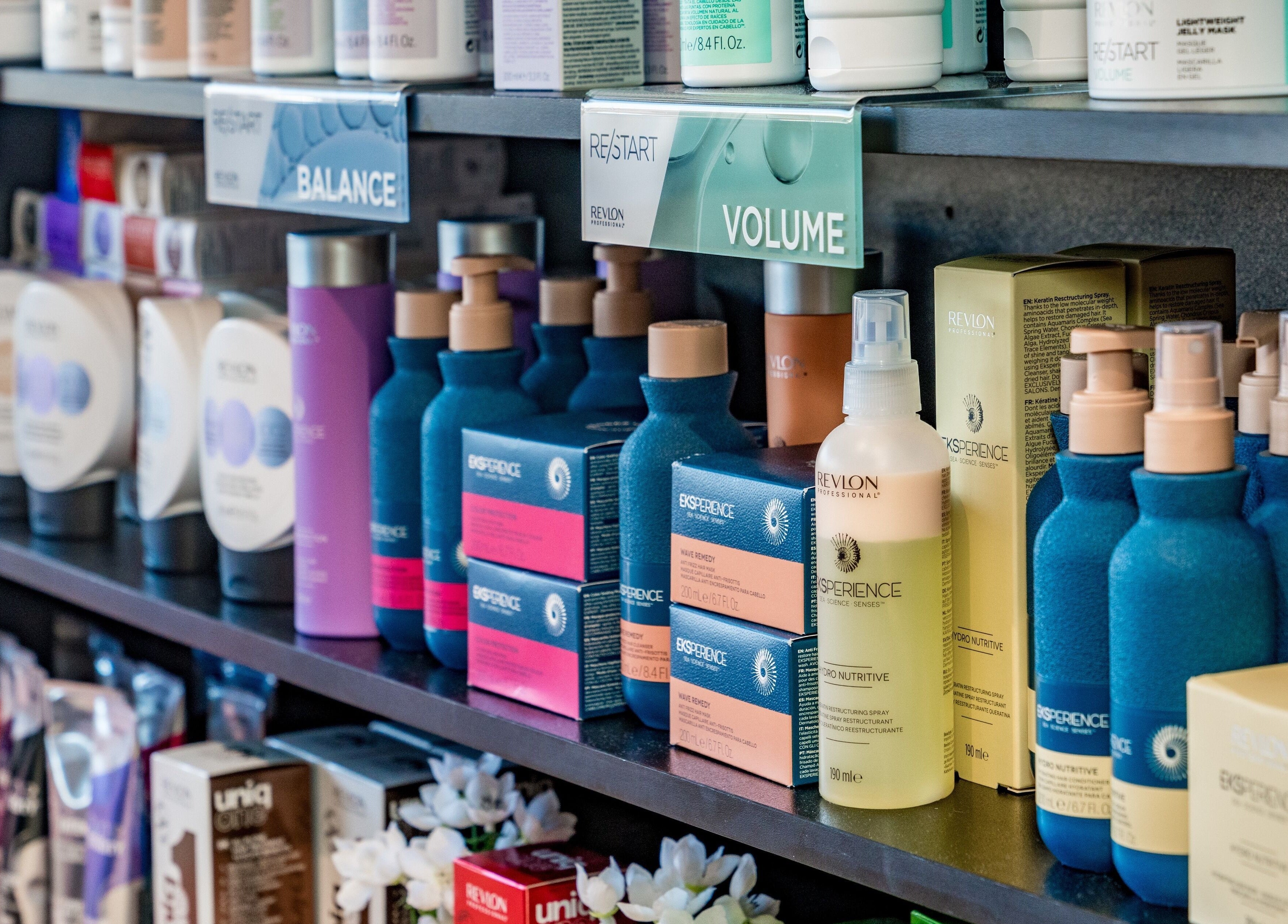 Revlon products on shelves at Redbank Plains - Gaye's Hair Fashions, Redbank Plains, Queensland, AU.