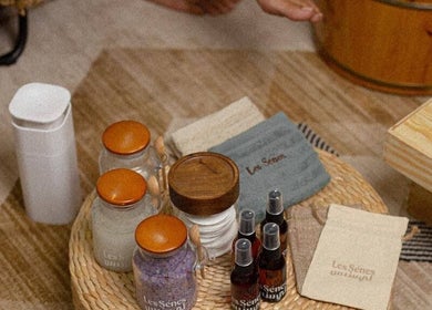 Relaxing spa essentials at Le Senes Spa, Riyadh, Riyadh Province, SA. Featured are jars, towels, and sprays.