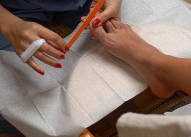 Luxurious pedicure at Le Senes Spa, Riyadh, Riyadh Province, SA, with expert nail care and relaxation.