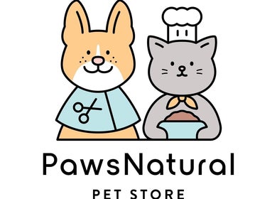 PawsNatural Pet Store logo featuring cute dog and cat in Toronto, Ontario, CA.