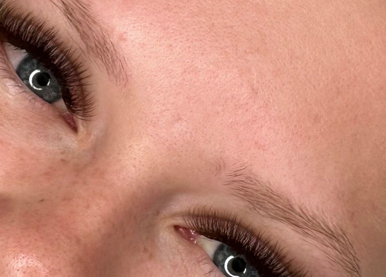 Close-up of eyelash extensions at Lashes by Olivia Niamh, Dartford, England, GB.