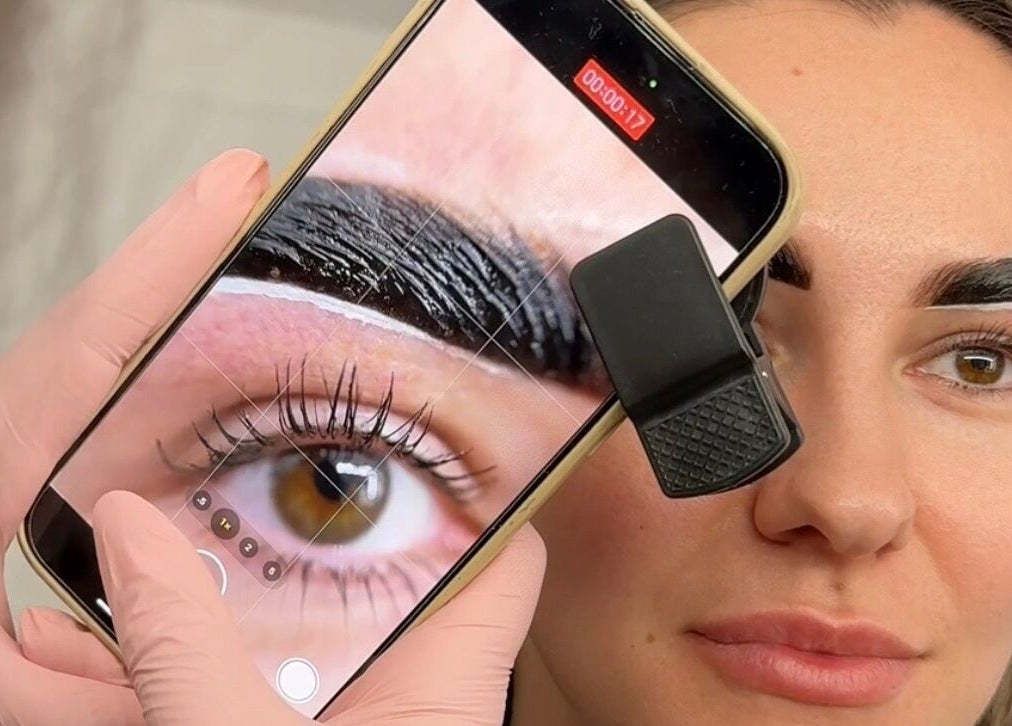 Detailed brow treatment in progress at Brows by Mel, Watford, Watford, GB, captured on smartphone.