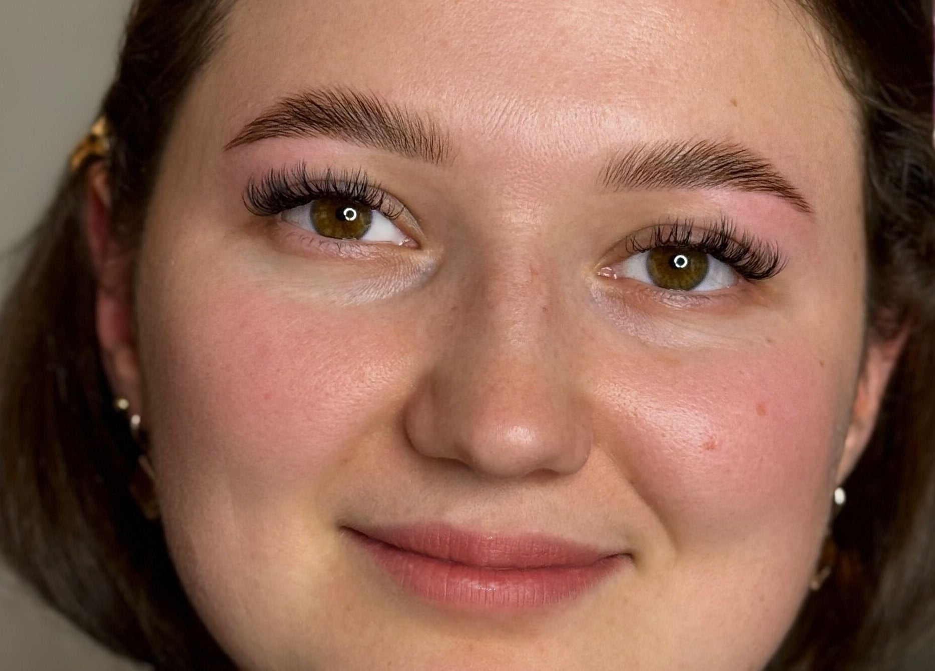 Close-up of a model's enhanced brows at Brows by Mel, Watford, Watford, GB.