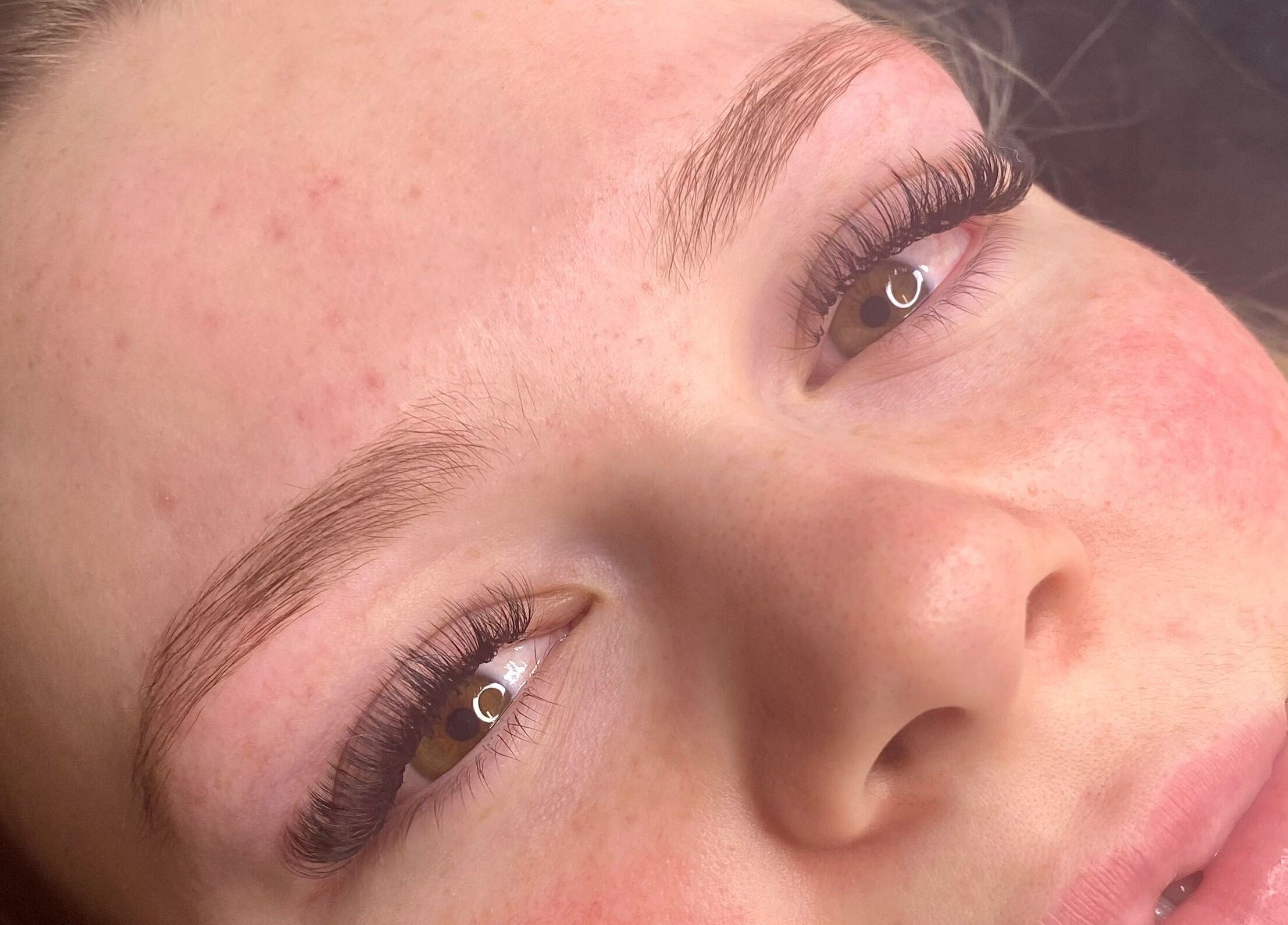 Close-up of elegant eyelash extensions at Lash Brow & Beauty Art, Melbourne, Victoria, AU.